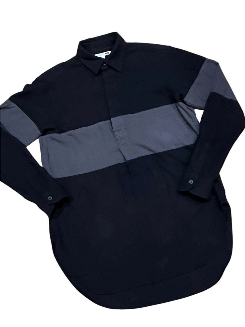 Uniqlo x JW Anderson Shirt Black Gray Rugby Stripe Flannel PulloveTop Men Small